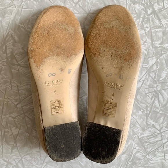 J. Crew Chunky Tortoise Heel Neutral Suede Shoes 8 - Picture 6 of 10